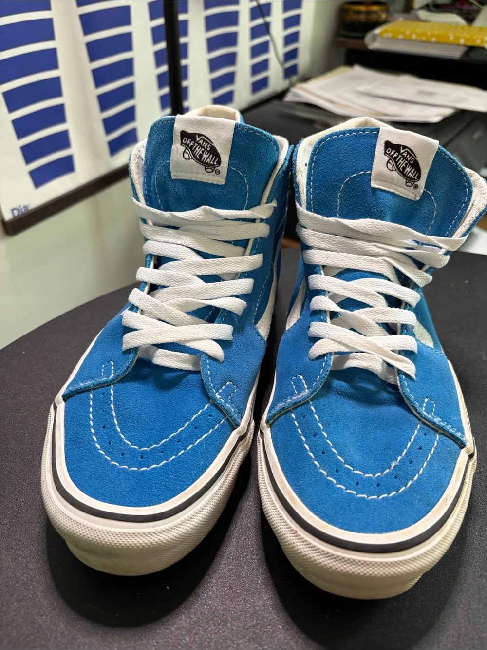 Vans High-Top Sneakers in Bright Blue Suede with White Accents
